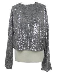 Dámská šedá flitrová crop halenka Amisu 