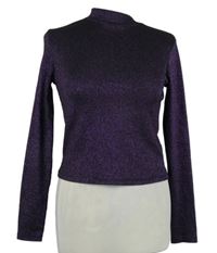 Dámské fialové třpytivé crop triko C&A