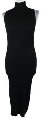 Dámské černé žebrované pletené midi šaty Primark 