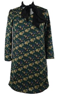 Dámské tmavozelené květované šaty s mašlí Naanaa