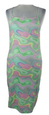 Nové - Dámské limetkovo-růžovo-šedé vzorované šaty Monki 