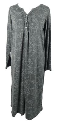 Dámská šedá květovaná noční košile 