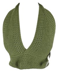 Nové - Dámský khaki pletený crop top 