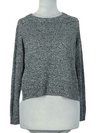 Dámský černo-bílý melírovaný crop svetr H&M