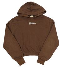 Hnědá crop mikina s nápisem a kapucí H&M