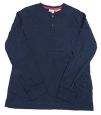 Tmavomodré triko s knoflíčky H&M