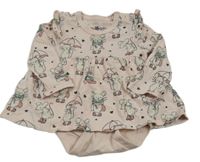 Světlerůžové bavlněné šaty s myškami a všitým body so cute