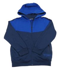 Modro-tmavomodrá propínací mikina s kapucí 