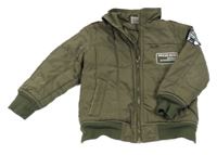 Khaki šusťáková zateplená bunda s nášivkou Topolino