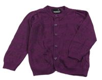 Fialový pruhovaný propínací svetr 