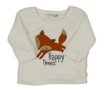 Bílá chlupatá mikina s liškou Ergee