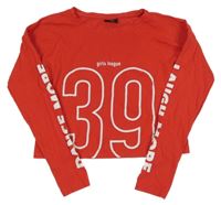 Červené crop triko s nápisem Page one young