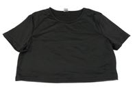 Černé sportovní crop tričko Shein