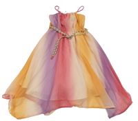 Růžovo-oranžovo-barevné šifonové šaty H&M