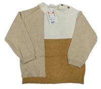 Nové - Béžovo-bílo-hnědý svetr H&M
