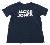 Tmavomodré tričko s potiskem Jack & Jones