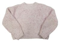Bílo-růžový silný crop svetr M&S