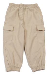 Smetanové cuff cargo kalhoty Shein