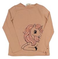 Růžové triko s jednorožcem zn. H&M