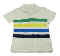 Bílo-zeleno-modré pruhované polo tričko GAP