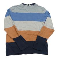 Šedo-modro-oranžový svetr H&M