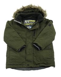 Tmavozelená šusťáková zimní bunda s kapucí C&A