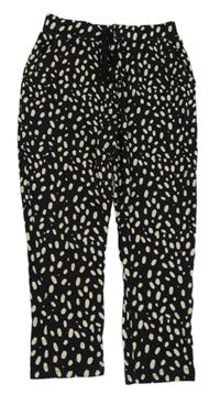 Černo-béžové puntíkaté volné kalhoty Matalan