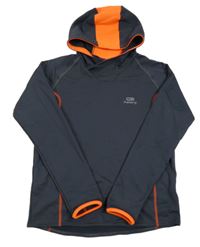 Antracitové thermo triko s neonovým prošitím a kapucí Kalenji