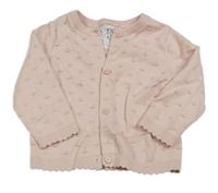 Světlerůžový propínací svetr s dírkovaným vzorem F&F