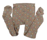 Hnědé punčocháče s barevnými puntíky Mini Mode