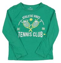 Zelené triko s nápisy a pálkami H&M