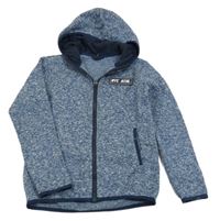 Modrá melírovaná pletená thermo propínací mikina s kapucí 