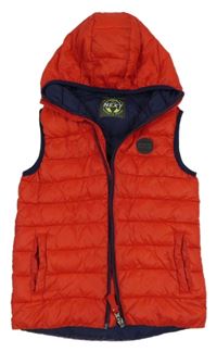 Červená šusťáková prošívaná zateplená vesta s kapucí Next 