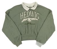 Khaki crop mikina s Hedvikou a límečkem H&M