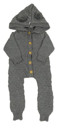 Šedá pletená kombinéza s kapucí 