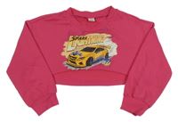 Fuchsová crop mikina s autem Shein