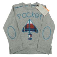 Nové - Šedá mikina s raketou 