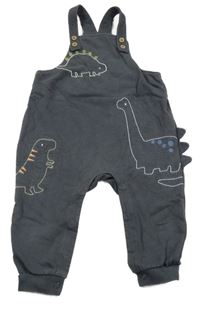Tmavošedé laclové tepláky s dinosaury M&S