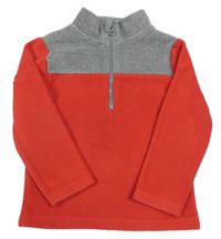 Červeno-šedá fleecová mikina 