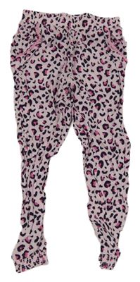 Růžovo-tmavomodré lehké kalhoty s leopardím vzorem Kiki&Koko