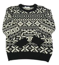 Černo-smetanový vzorovaný svetr H&M