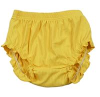 Žluté žebrované kraťasy s volánky 