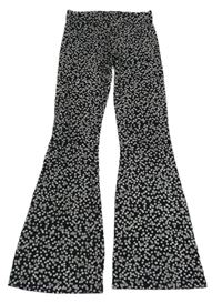 Černé květované flare kalhoty M&S