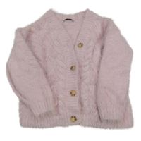 Světlerůžový chlupatý propínací svetr George