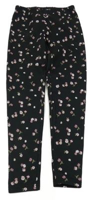 Černé květované zateplené legíny Y.F.K.