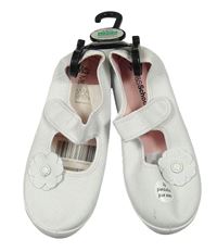 Nové - Bílé textilní baleríny s květinou M&S vel. 33