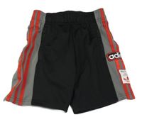 Černo-šedé sportovní kraťasy s červenými pruhy Adidas