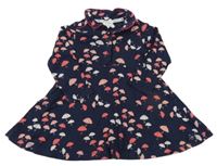 Tmavomodré bavlněné šaty s deštníky a límečkem Jasper Conran