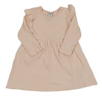 Světlerůžové žebrované šaty s volánky Dopodopo