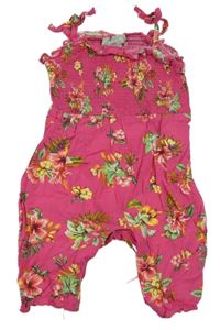 Fuchsiový květovaný kalhotový overal Primark